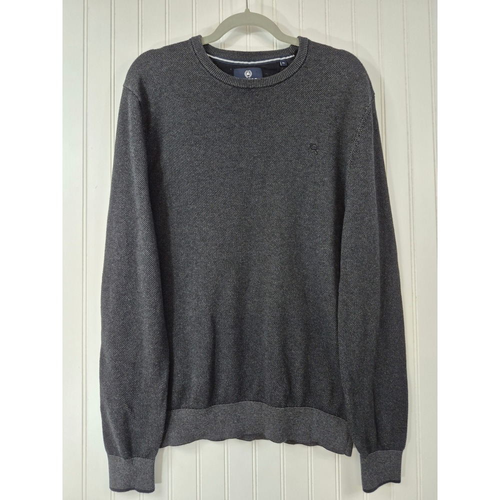 Lerros Mens Pure Cotton Crewneck Sweater XL Charcoal Gray Textured Knit Pullover